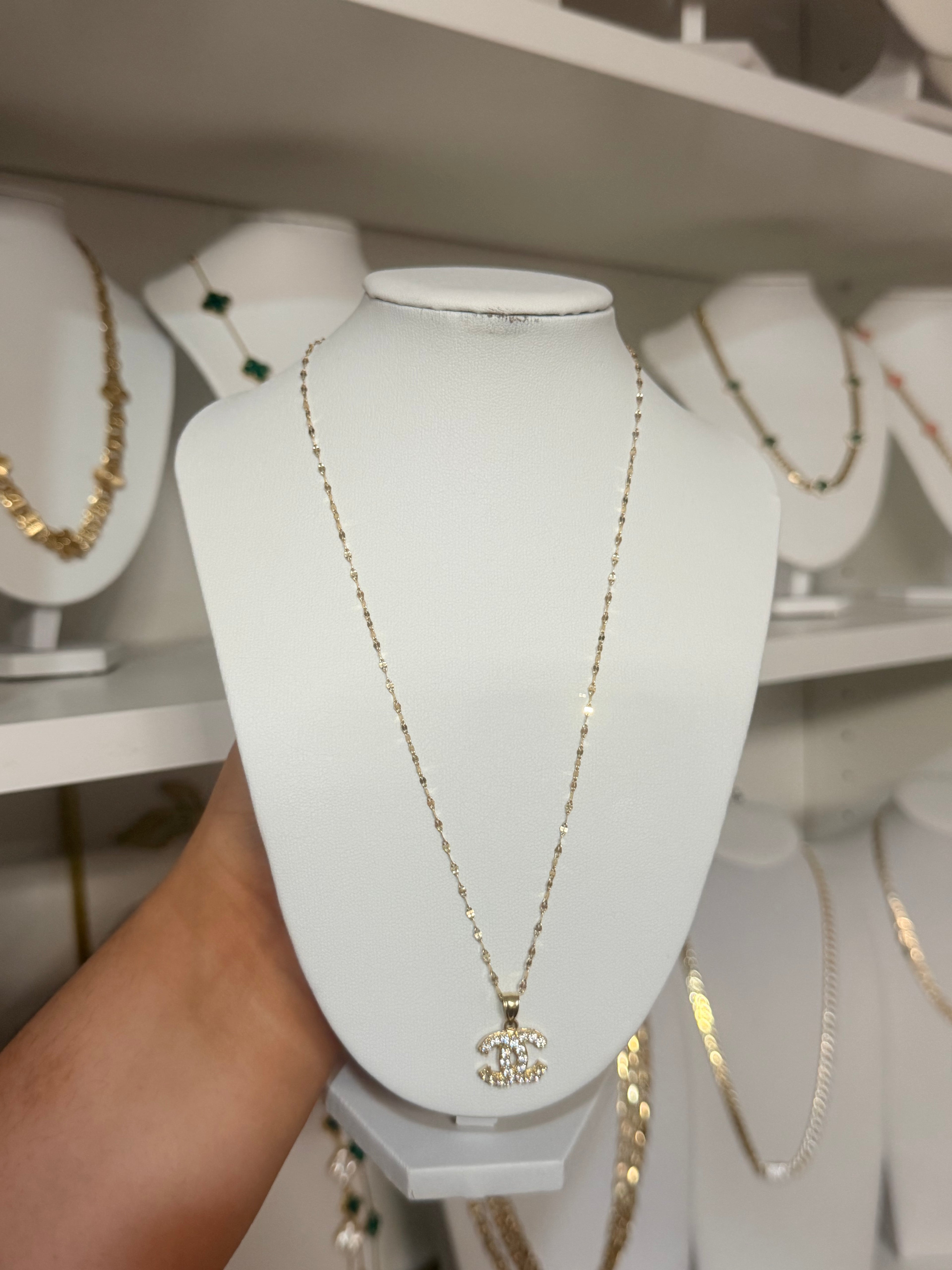 Cc small gold necklace